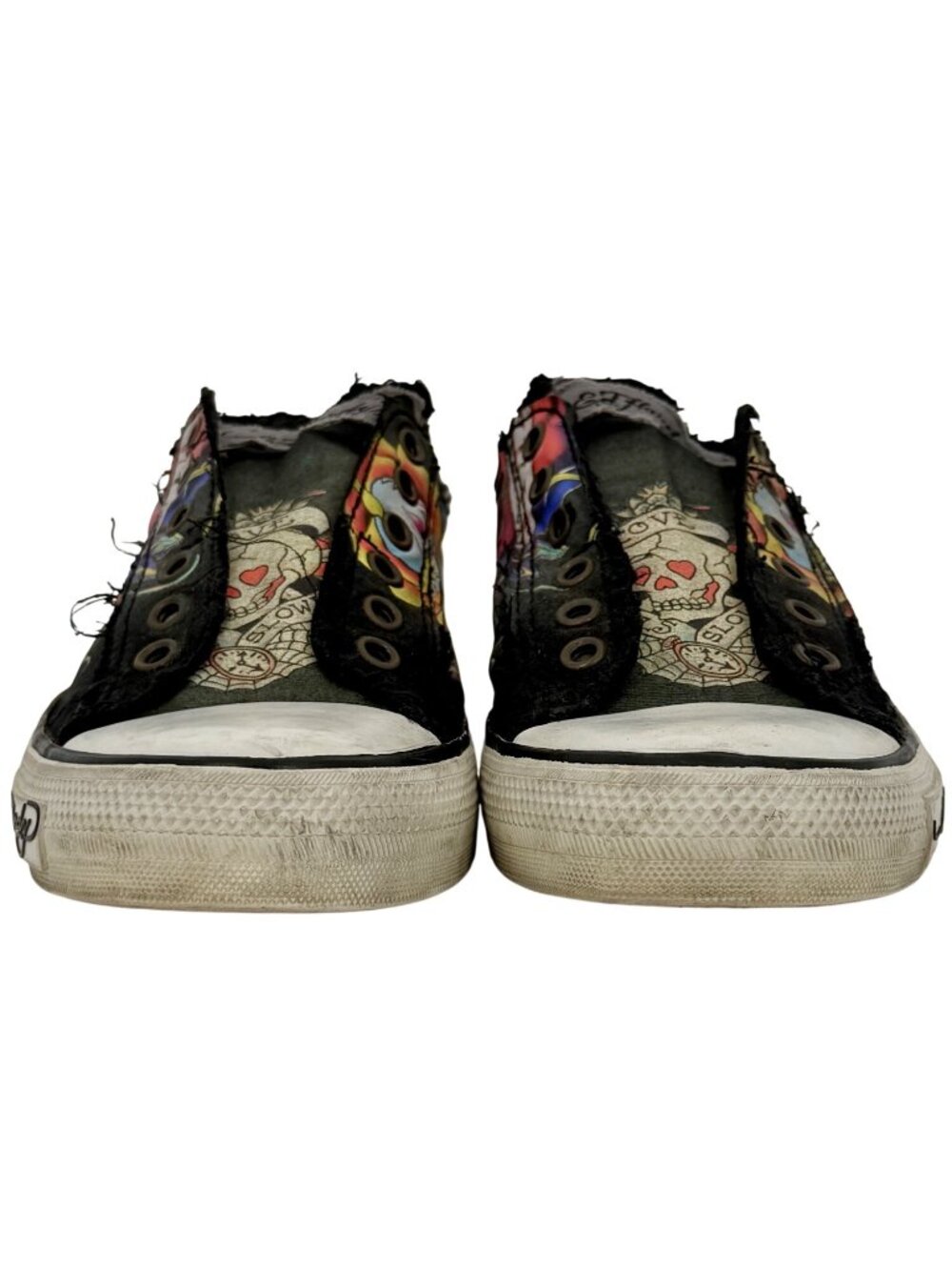 VTG Ed Hardy Black Tattoo Print Canvas Sneakers 8 | Y2K Skater Grunge Streetwear - Picture 11 of 16